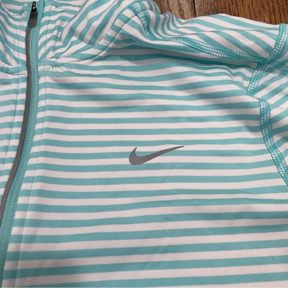 Nike Dri-Fit Running 1/4 zip, Teal White Stripes Size Small - Picture 4 of 11